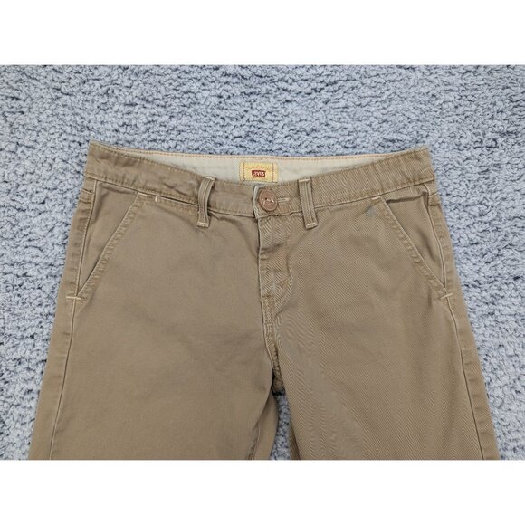 Y2K Levis Wide Leg Capris Size 6 Boho Preppy 90s Canvas Cali Skater Retro Brown - Picture 3 of 13